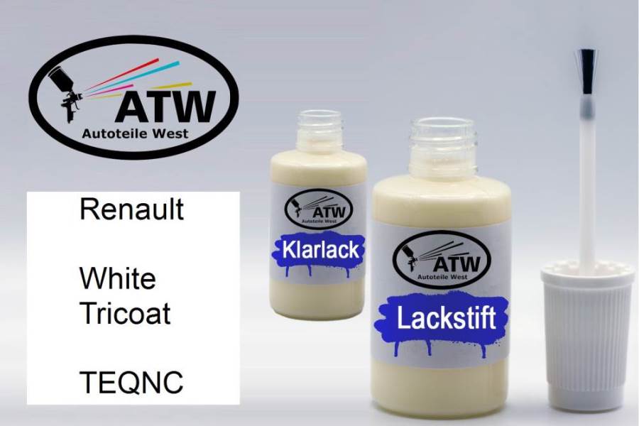 Renault, White Tricoat, TEQNC: 20ml Lackstift + 20ml Klarlack - Set, von ATW Autoteile West.